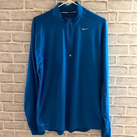Nike running Men's Teal Blue Long Sleeve Quarter Zip Pullover Top Size Medium - Picture 1 of 6